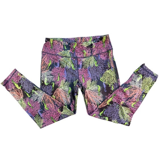 Sweaty Betty  Colorful Seahorse Coral Leggings M - Picture 1 of 5